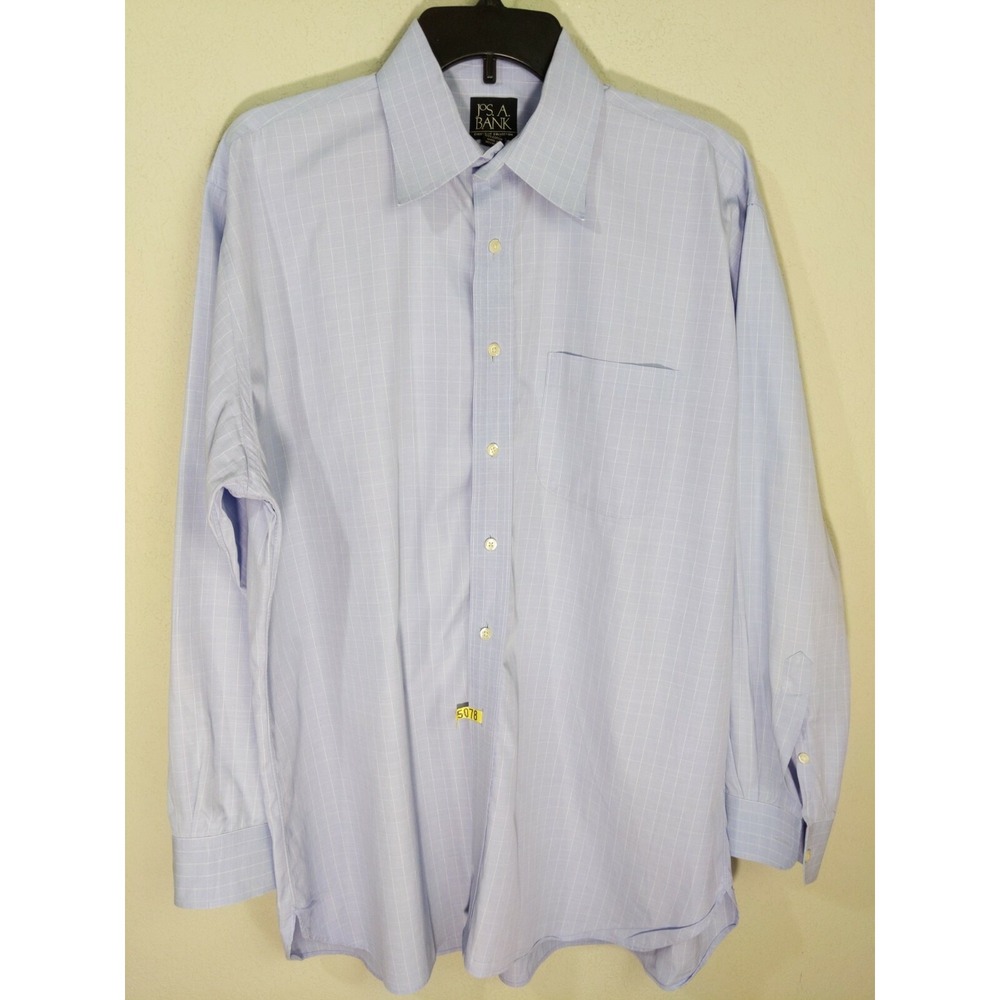 Jos A Bank Executive Collection Mens Dress Shirt‎  Blue White Check Size 16.5/33